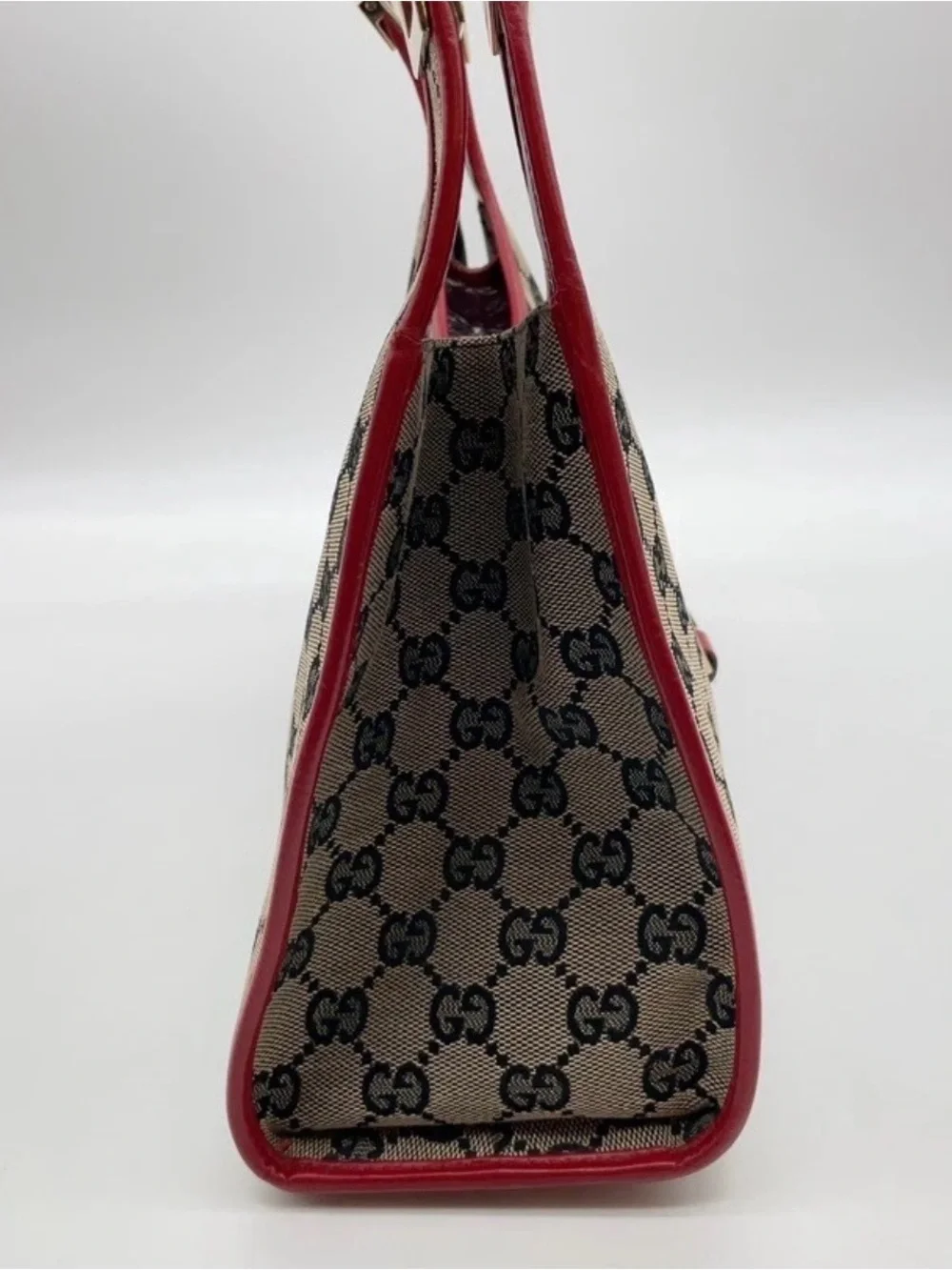 Auth Gucci Jackie GG Canvas Leather Red 002.1067 Shoulder Bag W/Dustbag